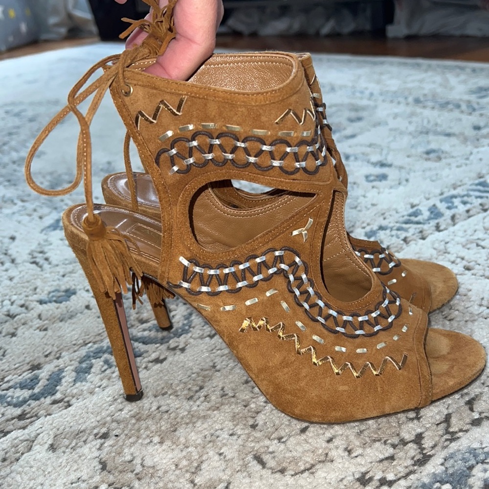 Aquazzura brown suede Sandals sz 38